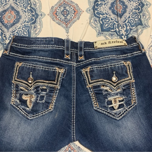 Rick Revival Betty bootcut jeans factory destroyed 31 waist 32 length - Picture 2 of 9